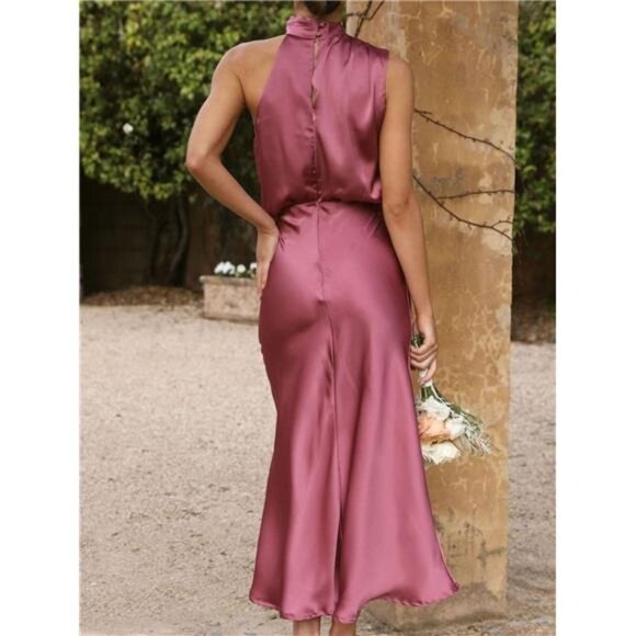 Asymmetrical Ruched Sleeveless Midi Dress - Picture 8 of 15